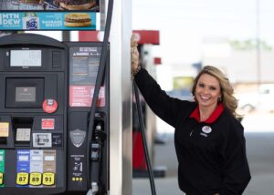 Employee in gas station