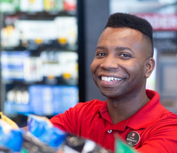 Employee smiling